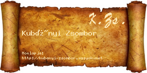 Kubányi Zsombor névjegykártya